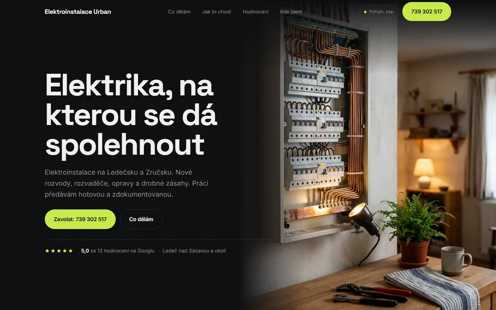 Web pro Elektroinstalace Urban