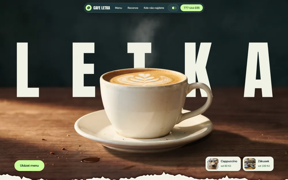 Web pro kavárnu CAFE LETKA