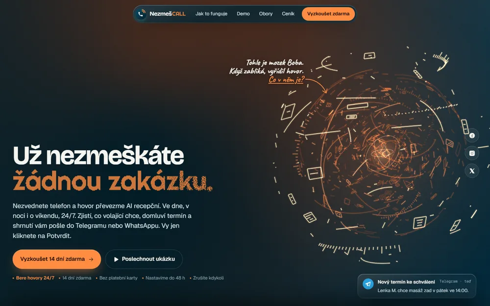 Web NezmešCALL — AI recepční