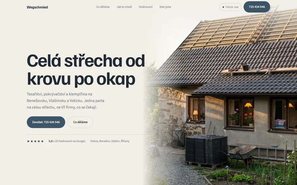 Web pro tesařství a pokrývačství Wegschmied